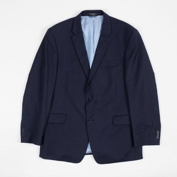 Tommy Hilfiger Pin Stripe Navy Blue Blazer double vent suit jacket 42R - Picture 6 of 12